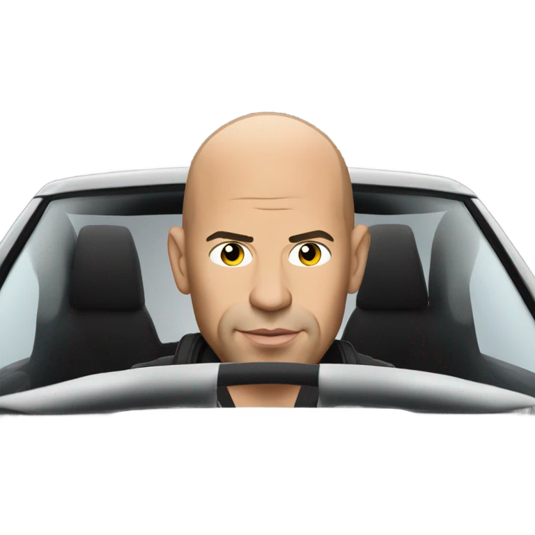 Vin Diesel in profile driving a car emoji