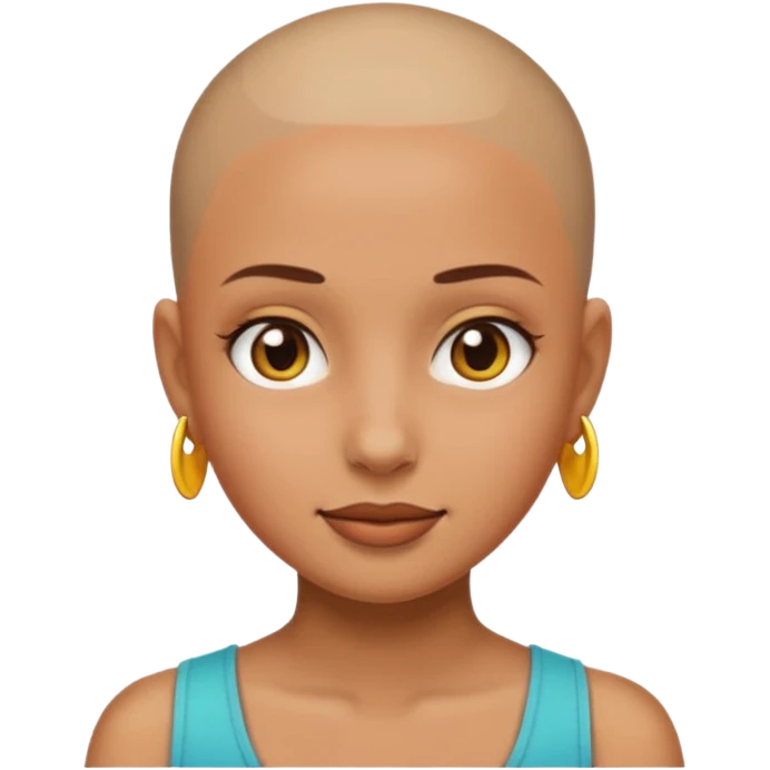 A girl tan skin face emoji with skin head styled. emoji