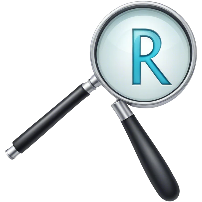 A "R" letter made its a part by magnifier emoji