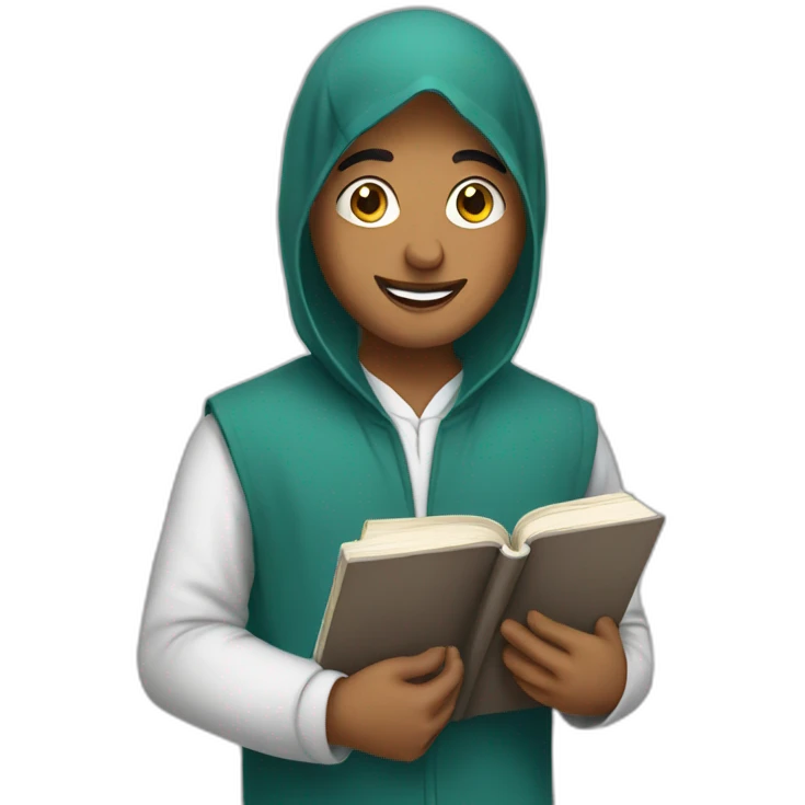 Muslim student holding a book emoji