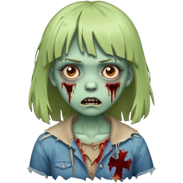 uma garrota zumbi com franja  emoji