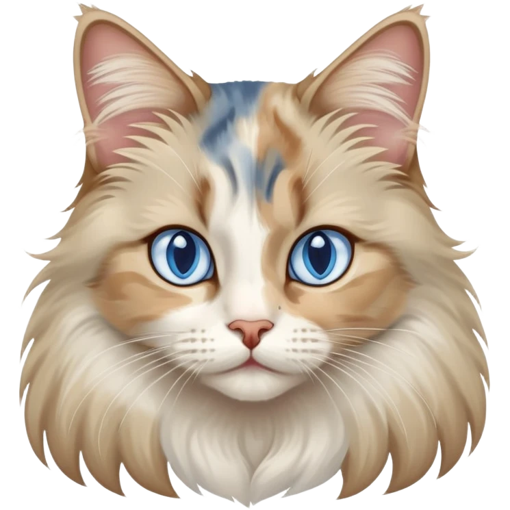 Long haired dilute calico with blue eyes emoji