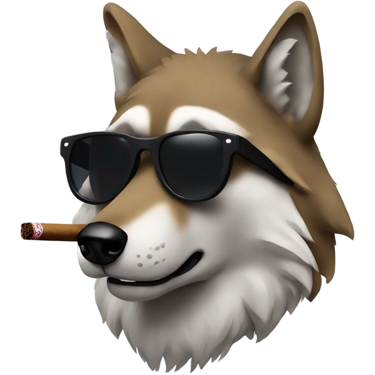 Wolf with dark sunglasses and a cigar  emoji