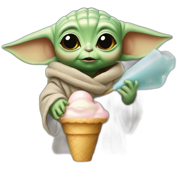 Baby yoda holding ice cream emoji