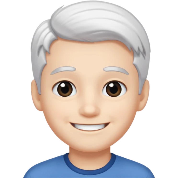 pure white hair,black eyebrow,cute Boy, smile face emoji