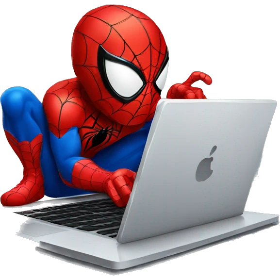 Spiderman using laptop emoji