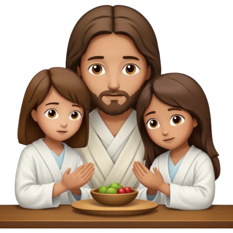 jesus en la mesa orando con una adolescente emoji