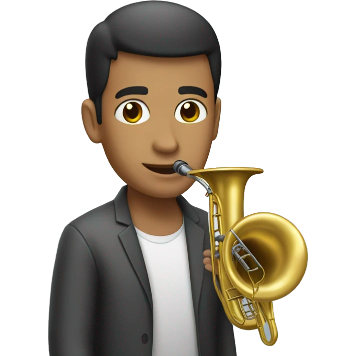 Un joven moreno con una tuba emoji