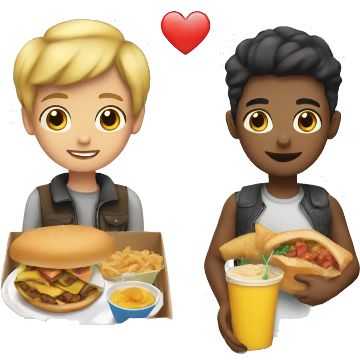 a boy code with ride and love food emoji