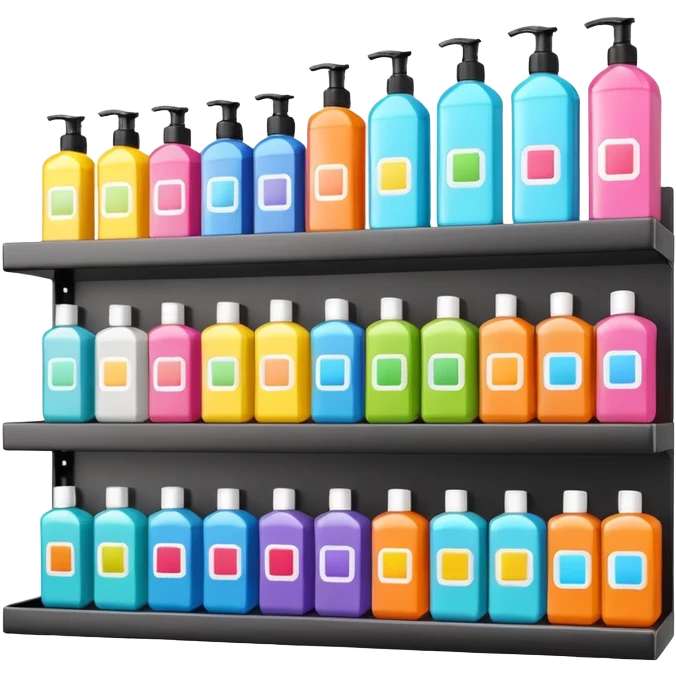 3D warehouse shelf with shampoo emoji