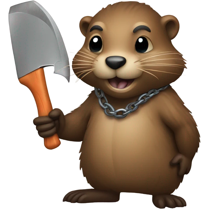 a beaver that cuts the tree with a chain saw emoji
