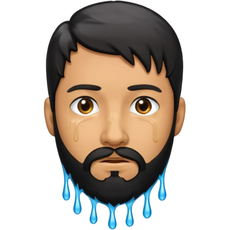 Man with black beard that is dripping wet emoji