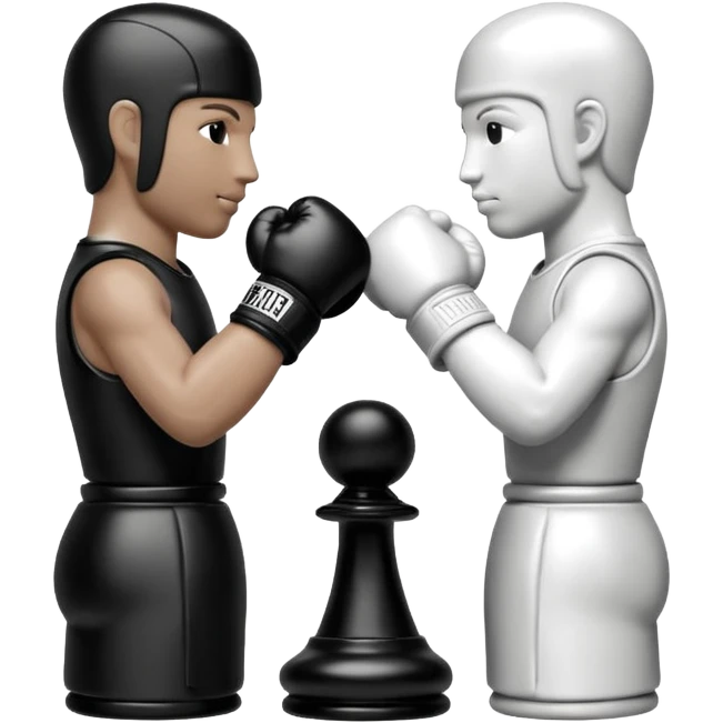 Chess pieces boxing, holding guard and jabbing emoji
