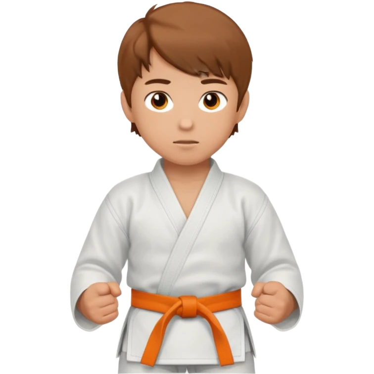 garcon blanc judoka cheveux brun avec ceinture orange emoji