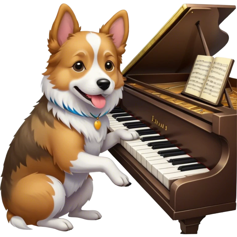 A dog playing piano emoji