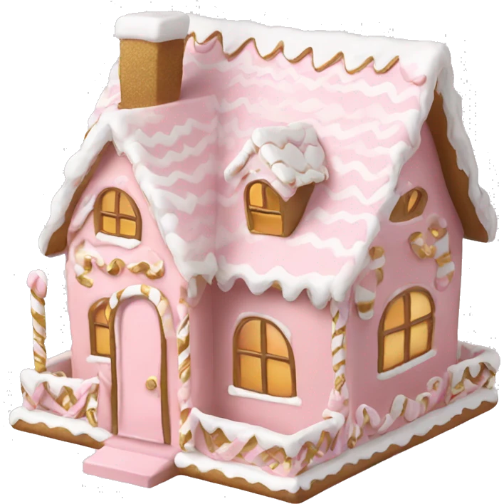 light pink and gold and white gingerbread house emoji