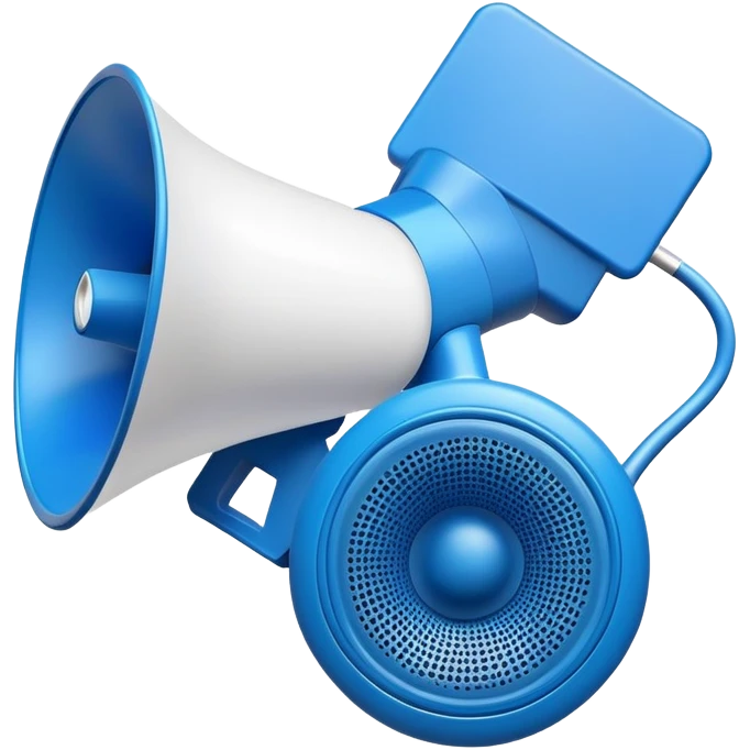 blue loudspeaker in the air without stand emoji