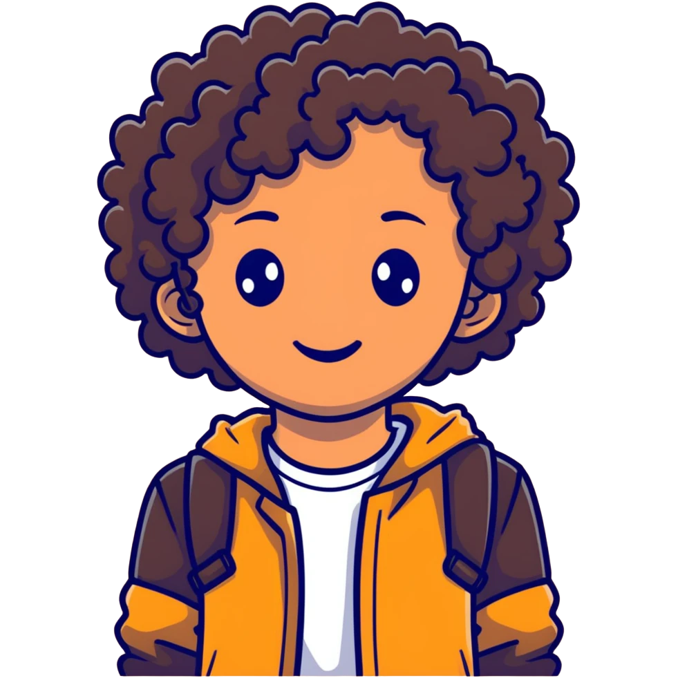 tan teenager with curly dark brown hair emoji