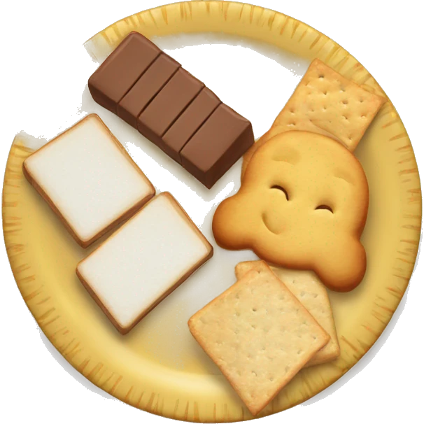a plate consisting of candy, crackers, white bread and general snaks emoji