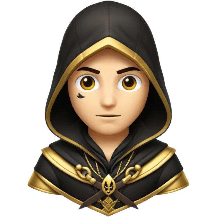 Assassin creend emoji in gold and black shaddow  emoji