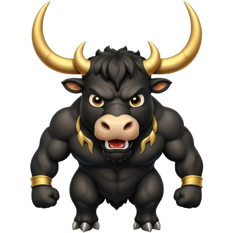 black angry powerful bull with golden horns emoji emoji