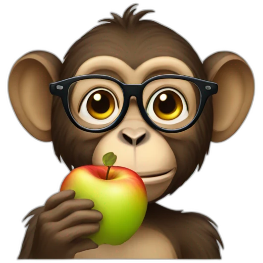 Monkey with glasses eating an apple emoji