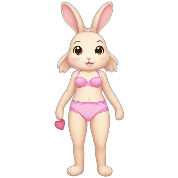anthro rabbit young only underwear pink panties with heart and pink training bra cute adorable emoji
