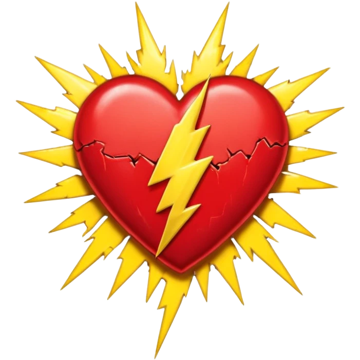 Heart with Grateful Dead 13 point lightning bolt in the middle emoji