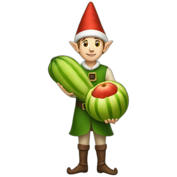 Elf holding a giant marrow emoji