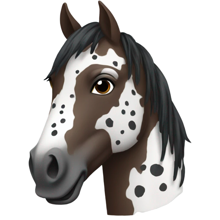 Darkbrown Westernhorse Head with grey spots and a short black standing mane  emoji
