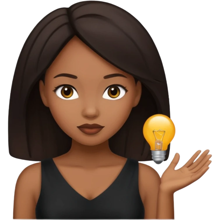 Light skinned black woman with bbl and dark brow hair emoji