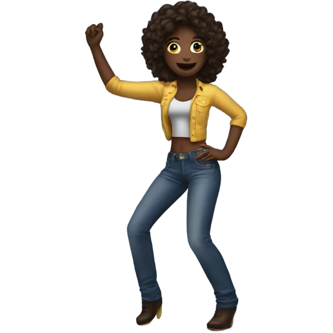 Brunette dancing in jeans at a night club emoji