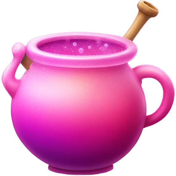 Pink ombre witching brew pot with bubbles and glitter  emoji