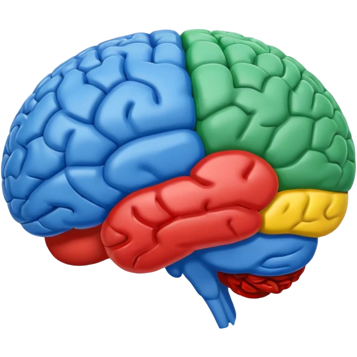 brain colored with Google brand colors blue red yellow green, no text emoji