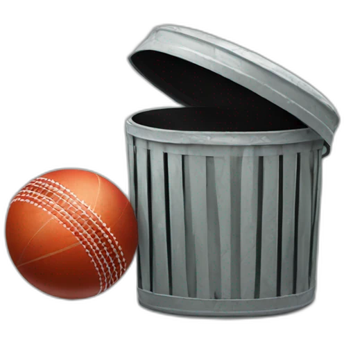 Cricket ball in a trash can emoji