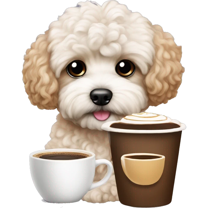 The dog maltipoo with cappuccino  emoji