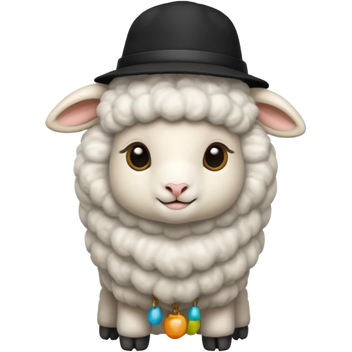 baby sheep with black hat emoji