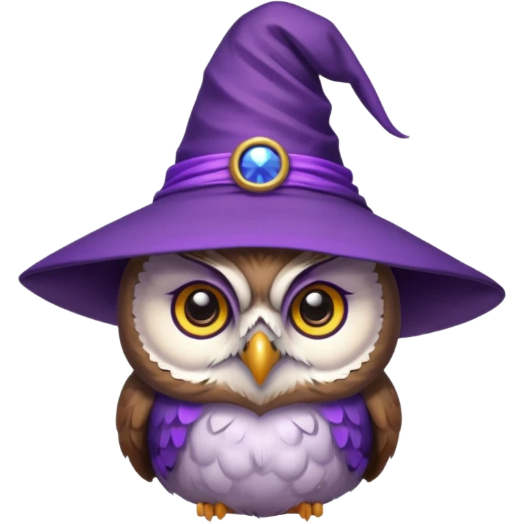 owl wear purple wicth hat emoji