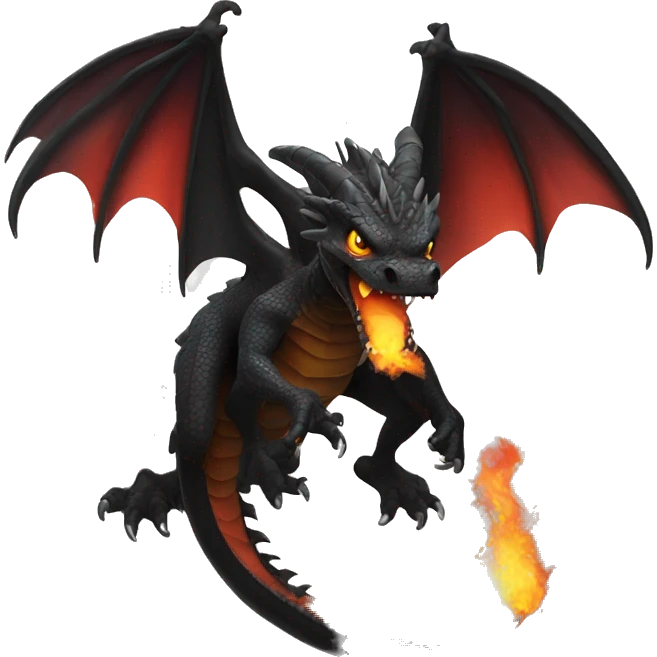 Black dragon breathing fire emoji