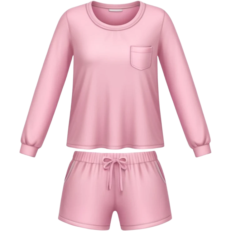  pink ozy two-piece pajama set with a soft fabric texture, long-sleeve top and pants, cute and comfy design, folded or on a hanger, pastel tones, realistic style, isolated on transp emoji