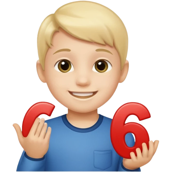 A Lil kid holding 6 7  emoji
