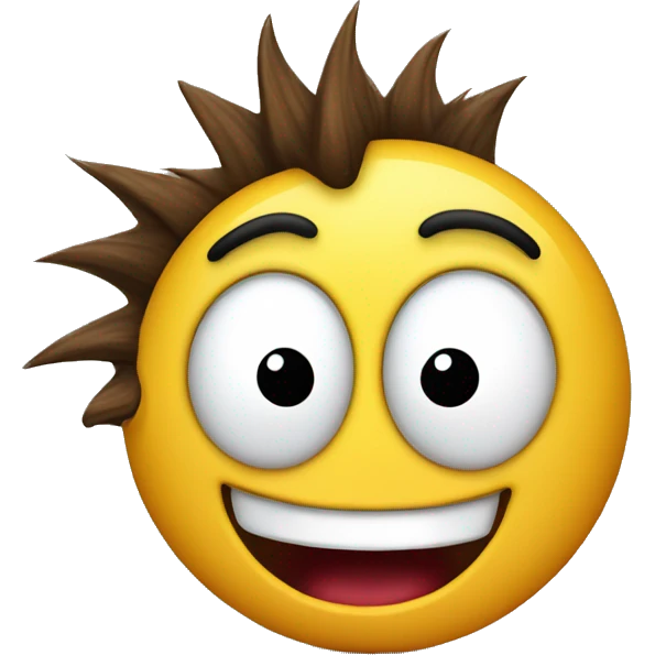 freaky emoji with his tongue out and laughing but surprised with a mohawk emoji