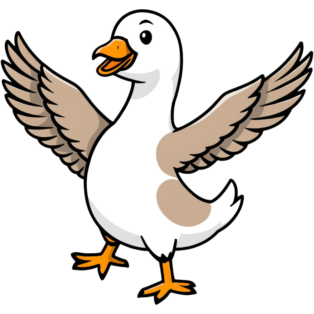goose with wings spread out in t position emoji