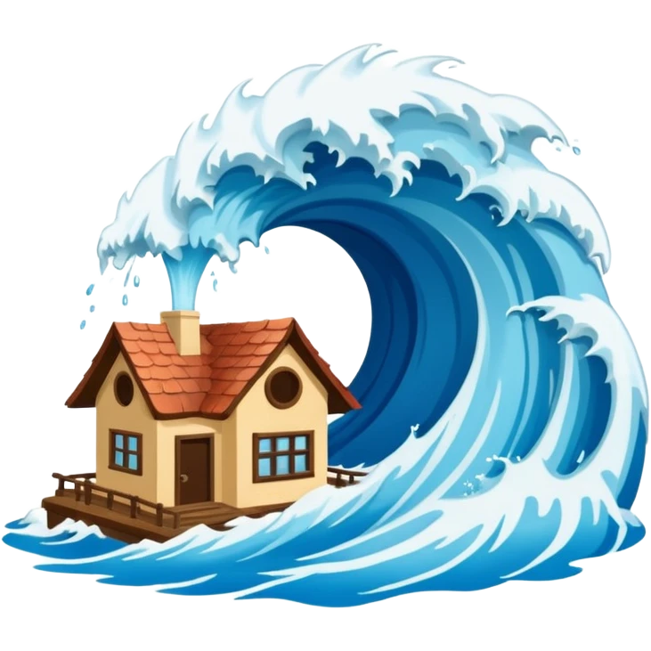 TSUNAMI DESTRUYENDO UNA CASA emoji