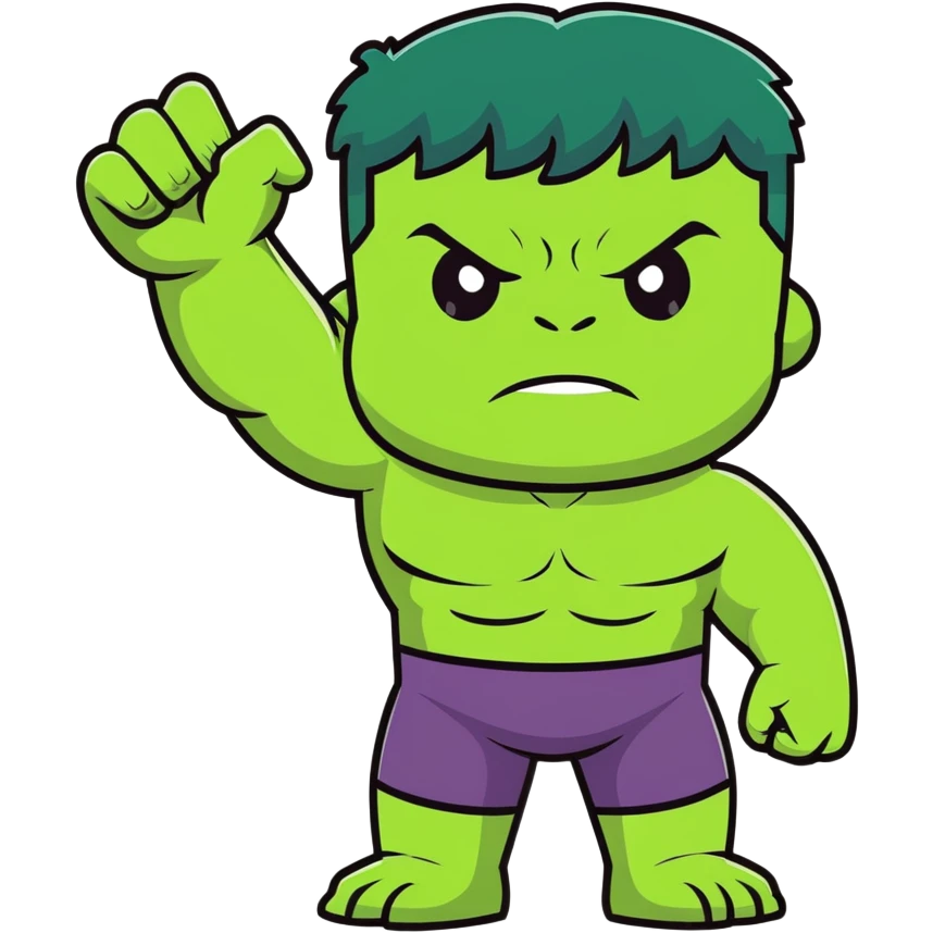 happy hulk superhero waving for kids emoji