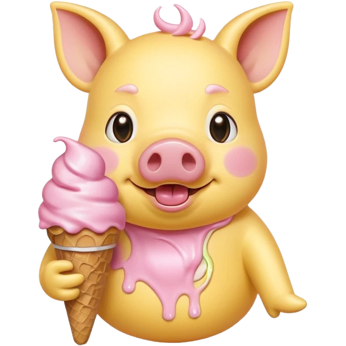 yellow pig with ice cream emoji