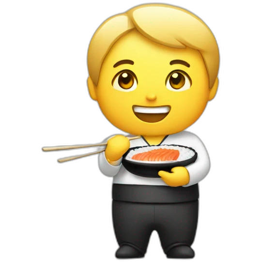 happy guy eating sushi emoji