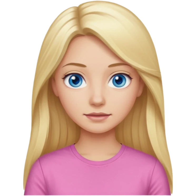 blonde woman long hair blue eyes pink shirt emoji