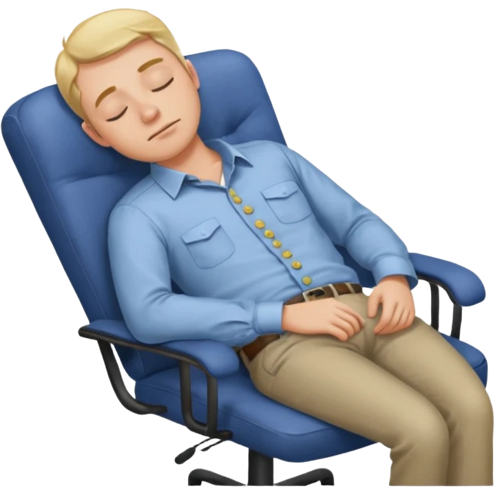 Sleeping guy on chair at work emoji