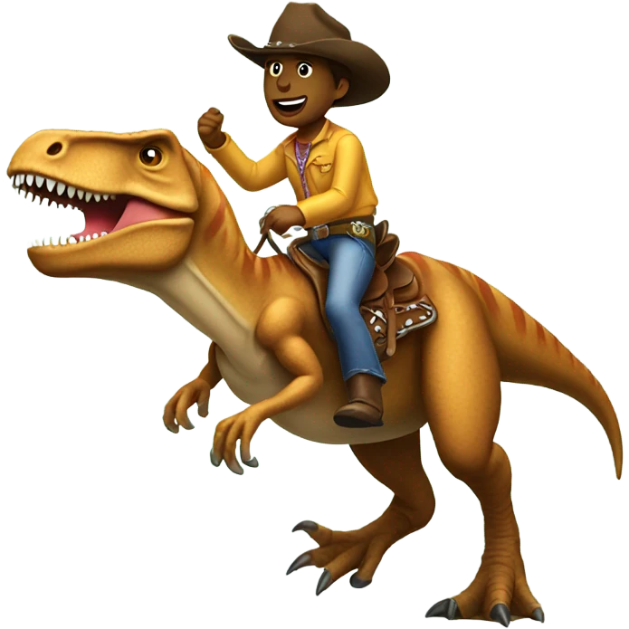 Cowboy riding a T rex  emoji